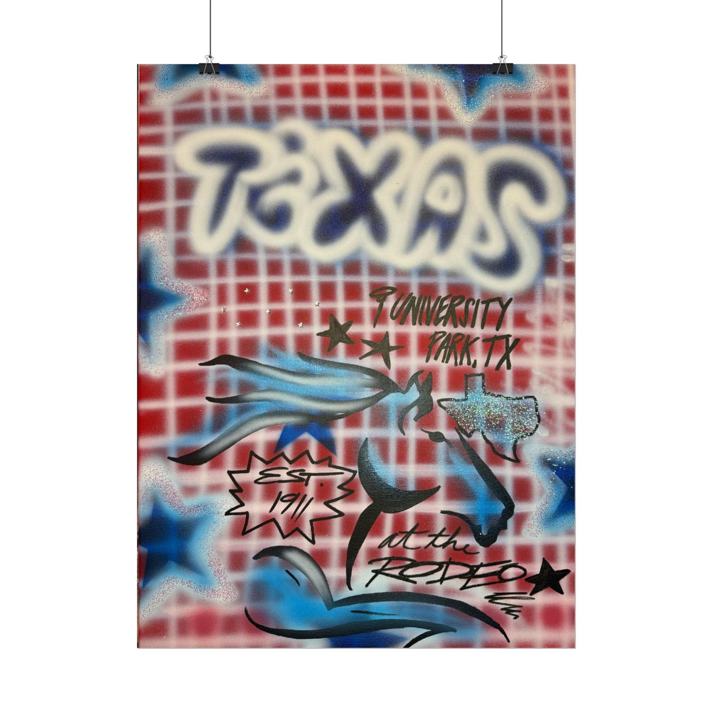 "texas" airbrush rolled print