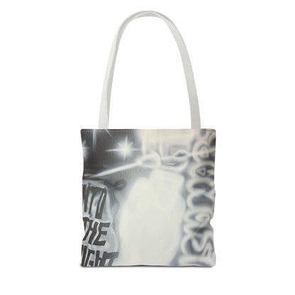 "into the night" airbrush tote bag