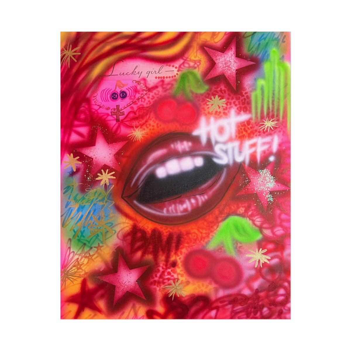 "hot stuff" airbrush rolled print