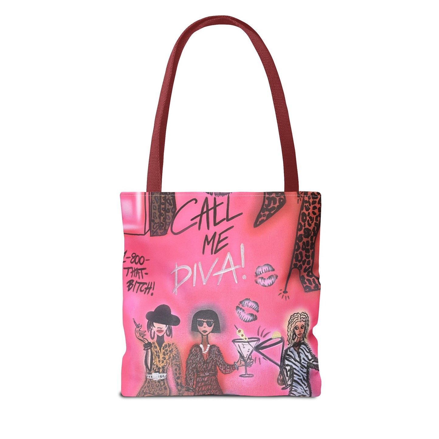 "party diva" airbrush tote bag