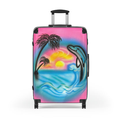 "dolphin love" airbrush suitcase