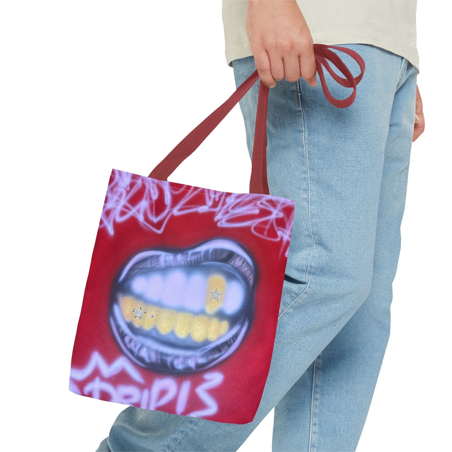 "tooth drip" airbrush tote bag