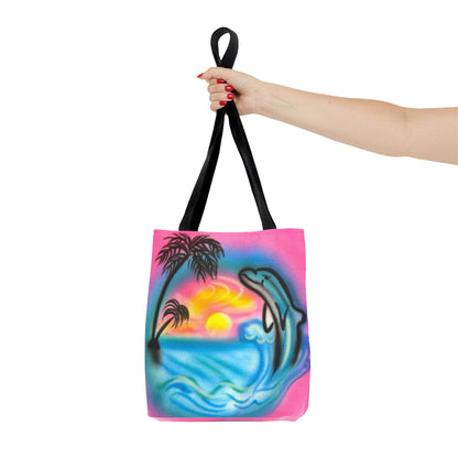 "dolphin love" airbrush tote bag