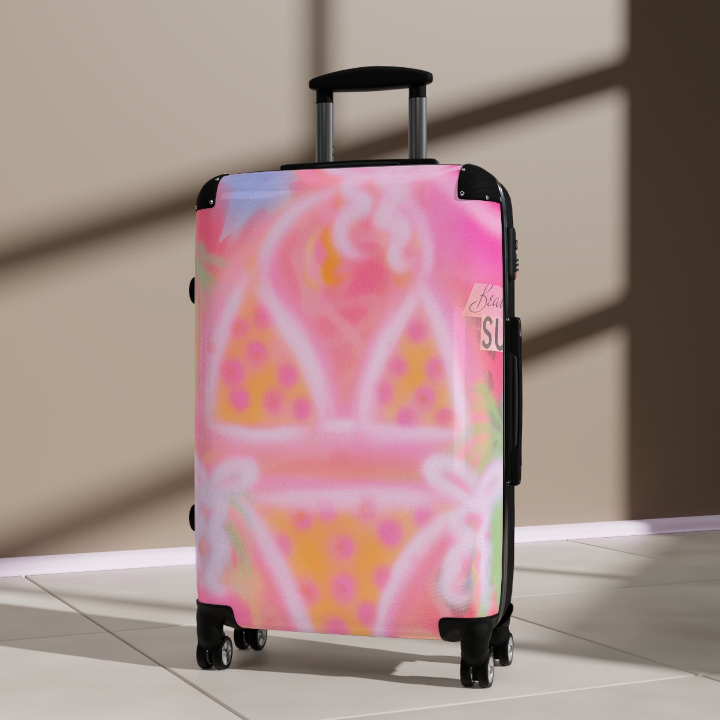 "yellow polka dot bikini" airbrush suitcase