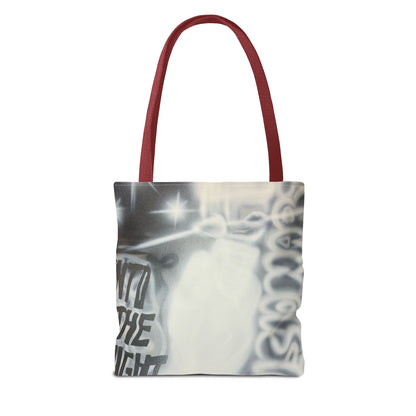 "into the night" airbrush tote bag