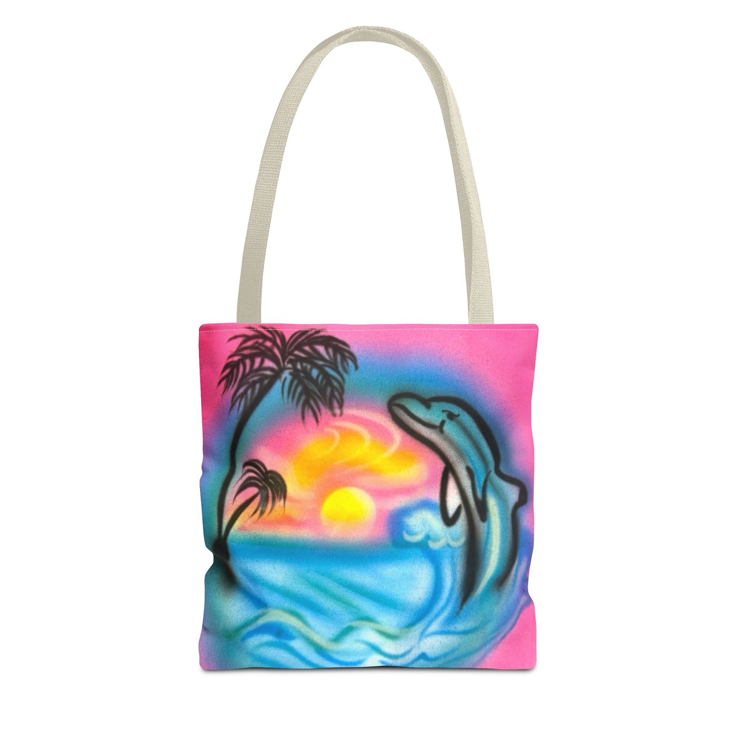 "dolphin love" airbrush tote bag