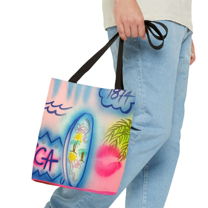 "in the wave" airbrush tote bag
