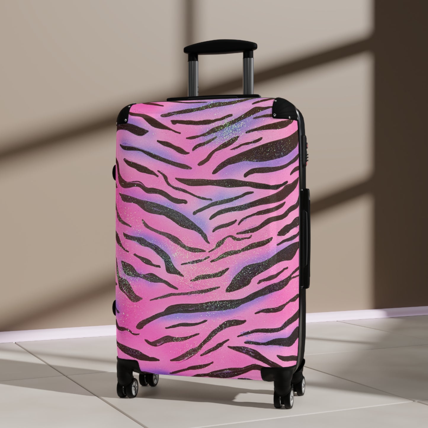 "glitter zebra" airbrush suitcase