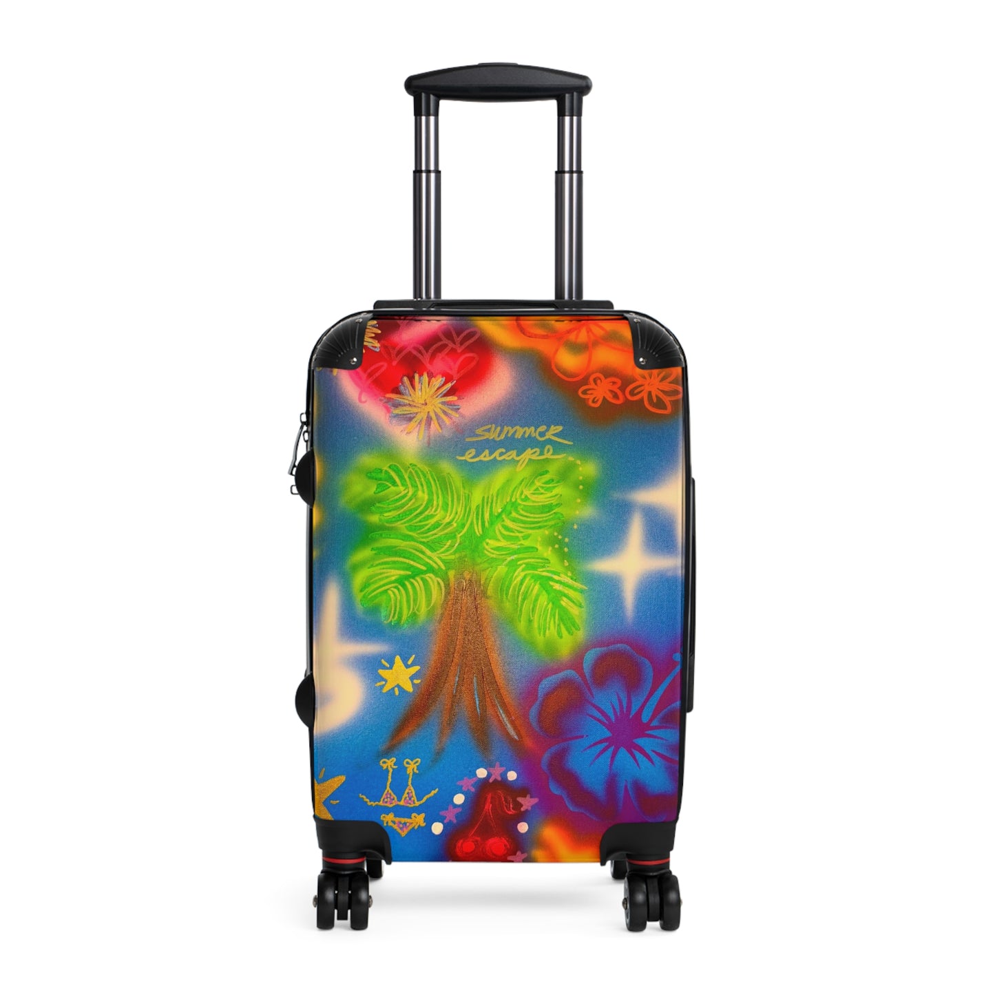 "blue neon palms" airbrush suitcase