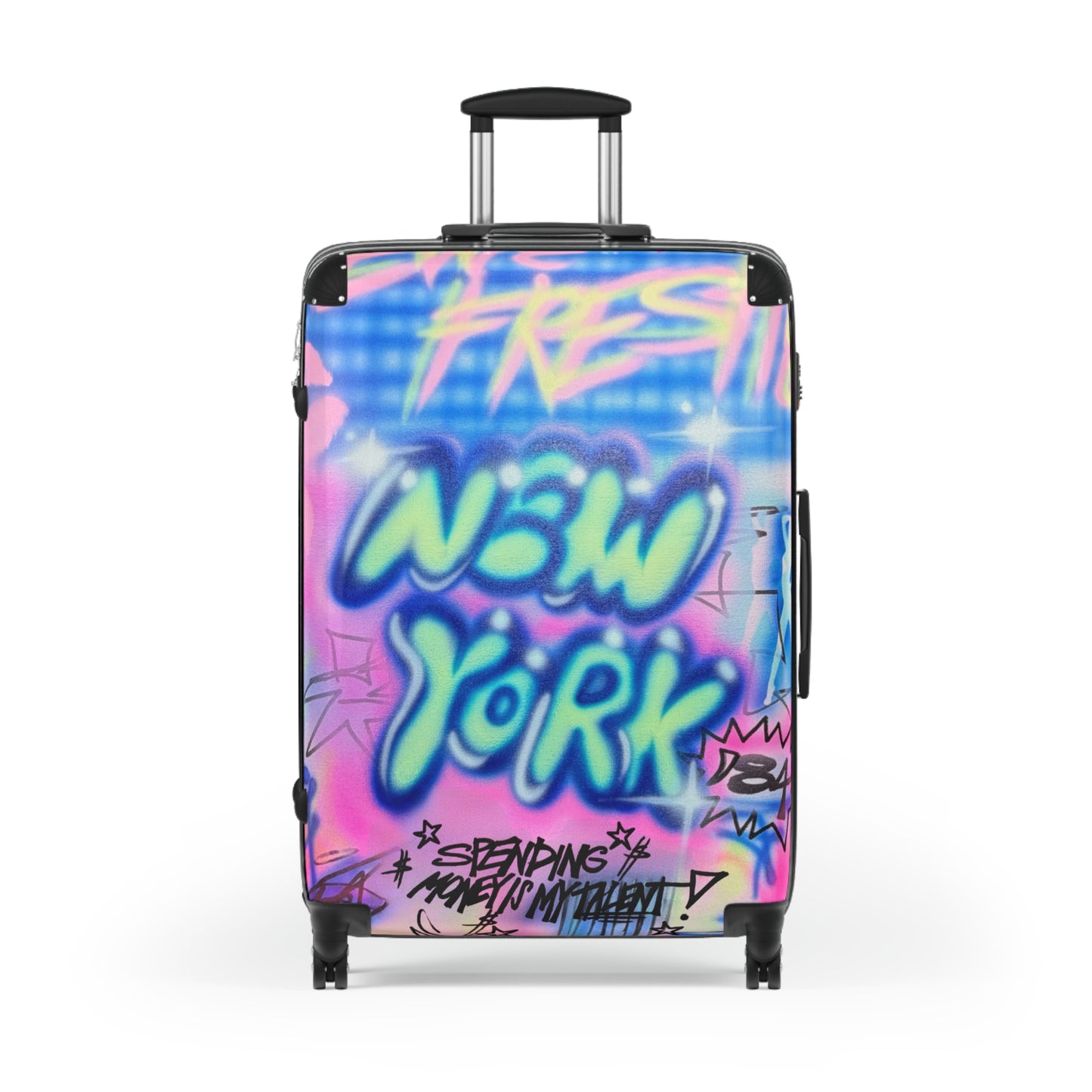 "spending $$ is my talent" airbrush suitcase