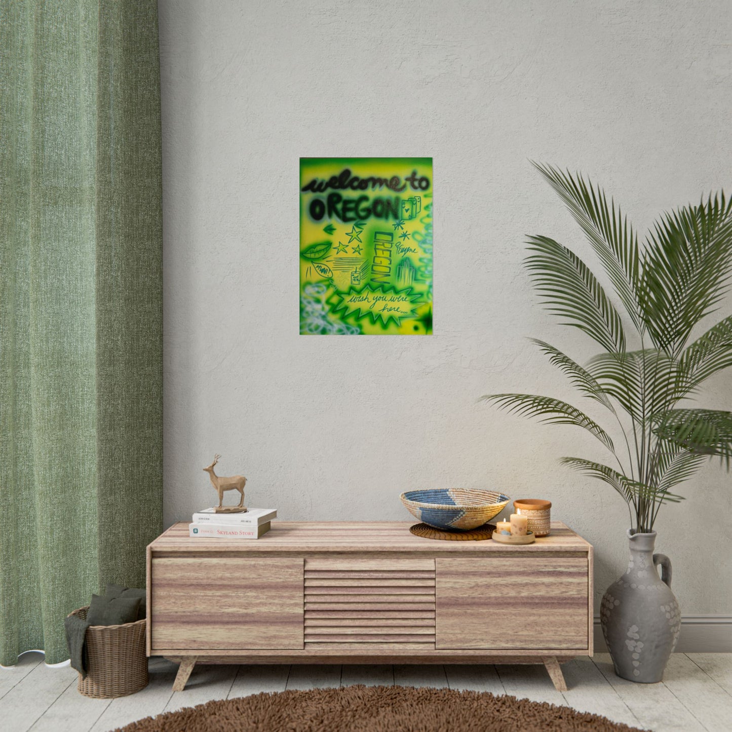 "oregon" airbrush rolled print