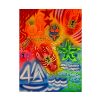 "tipsy lobster" airbrush rolled print