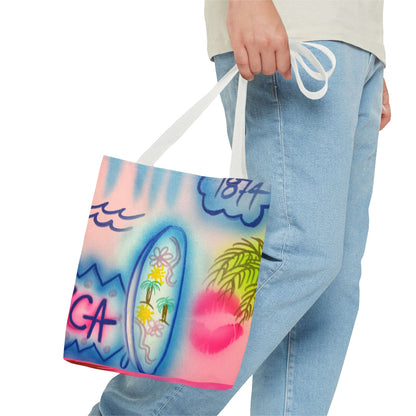 "in the wave" airbrush tote bag