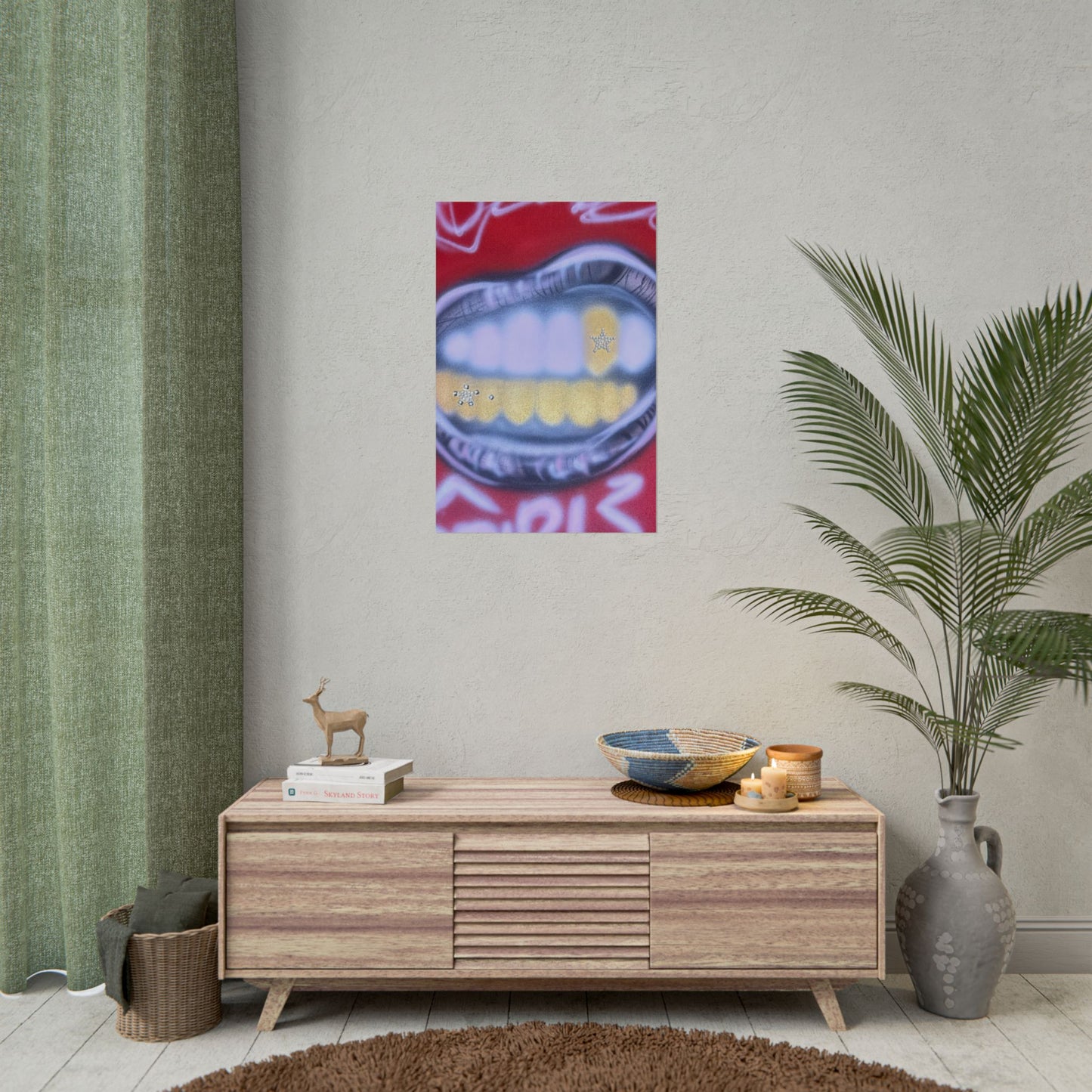 "bite me bling" airbrush rolled print