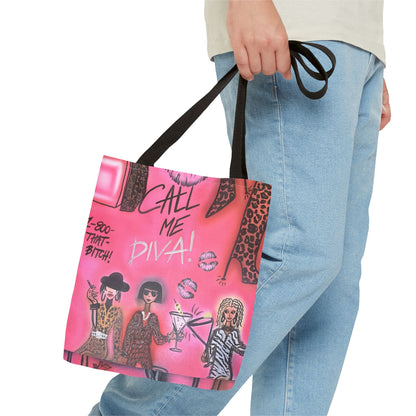 "party diva" airbrush tote bag