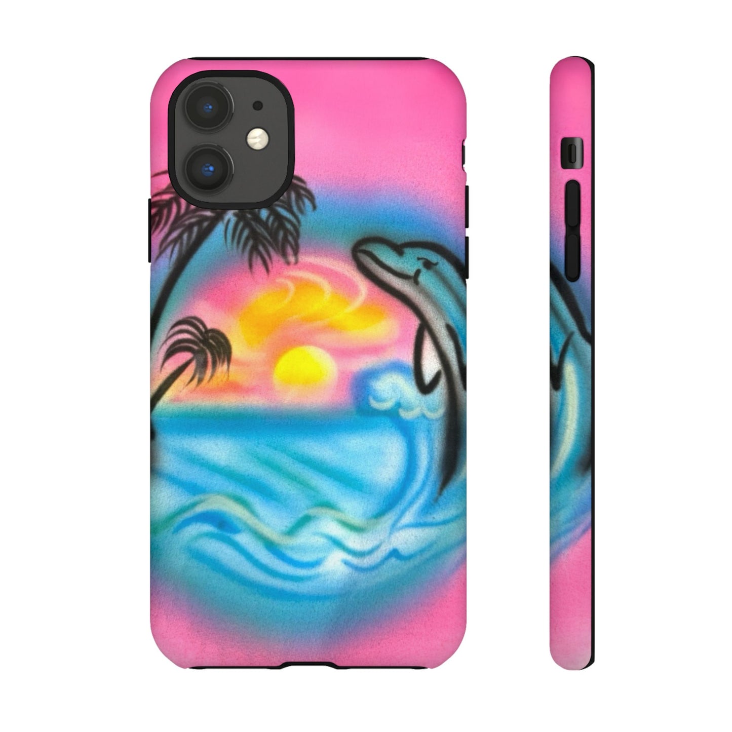 "dolphin love" airbrush iPhone case