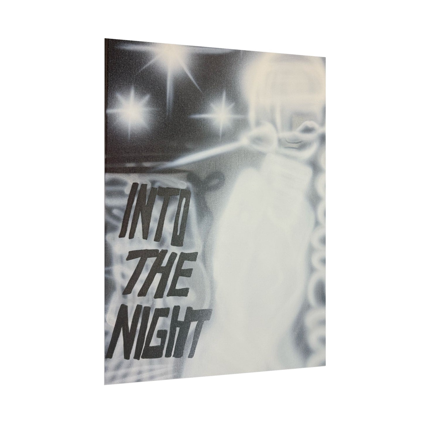 "into the night" airbrush rolled print