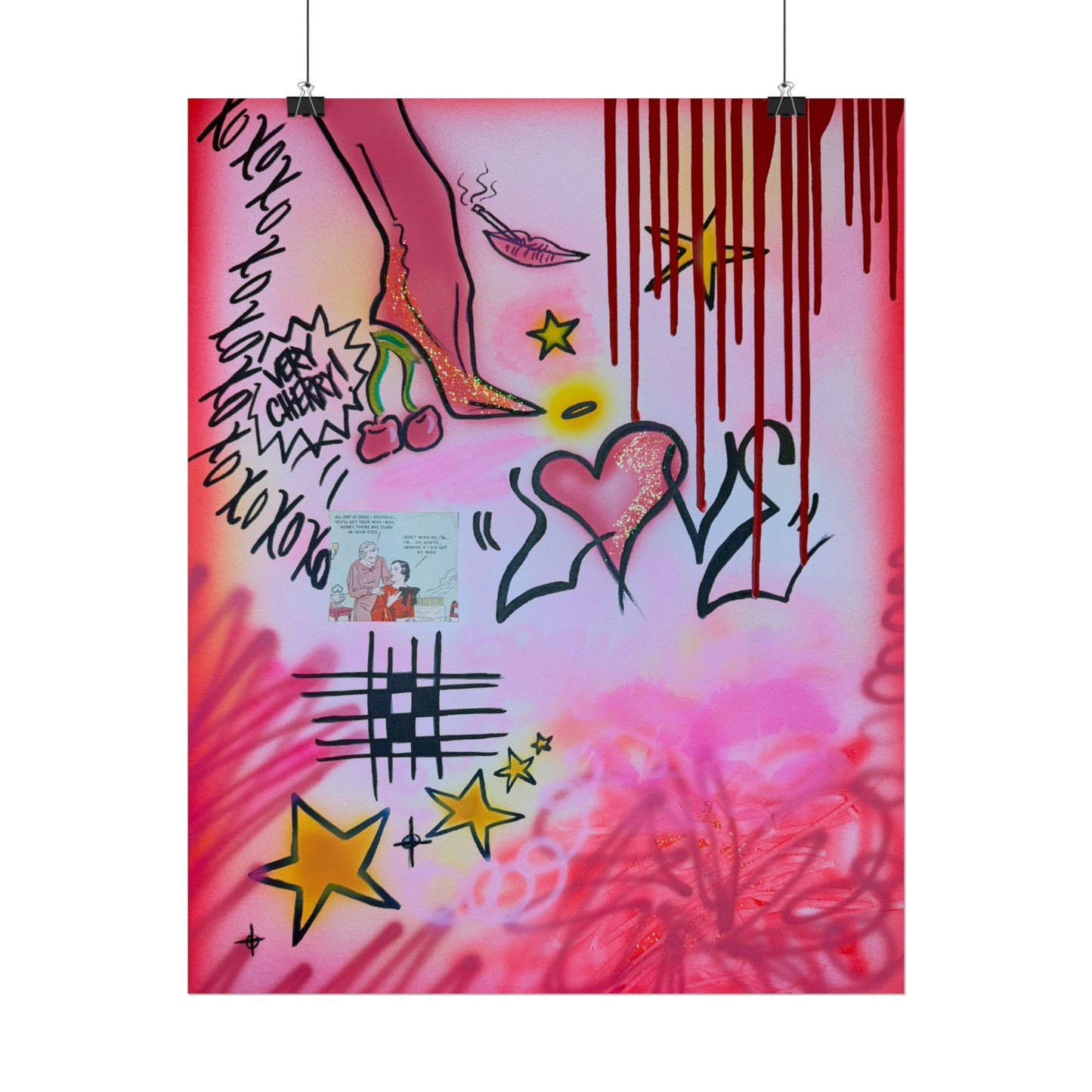 "cherry luvr" airbrush rolled print
