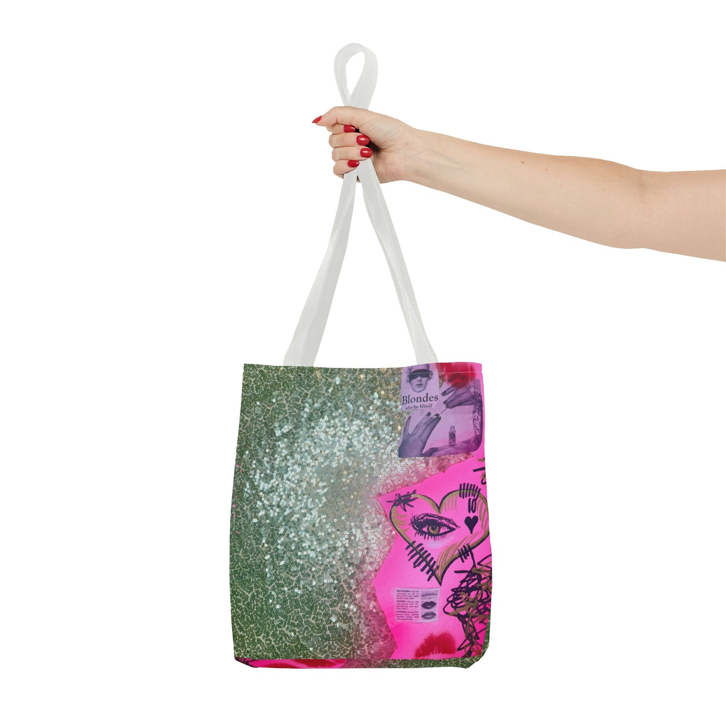 "glitter gloss" airbrush tote bag