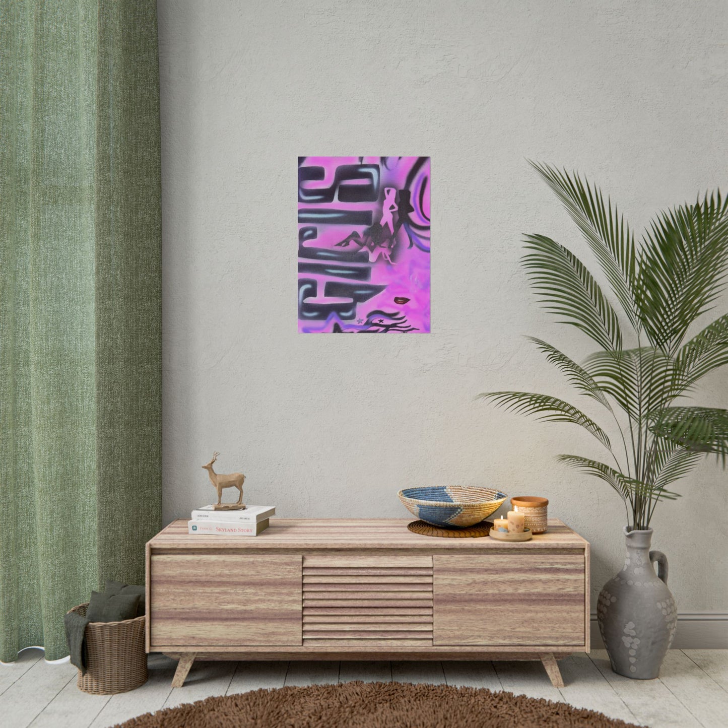 "neon nights" airbrush rolled print