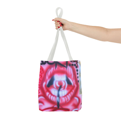 "be happy go lucky" airbrush tote bag