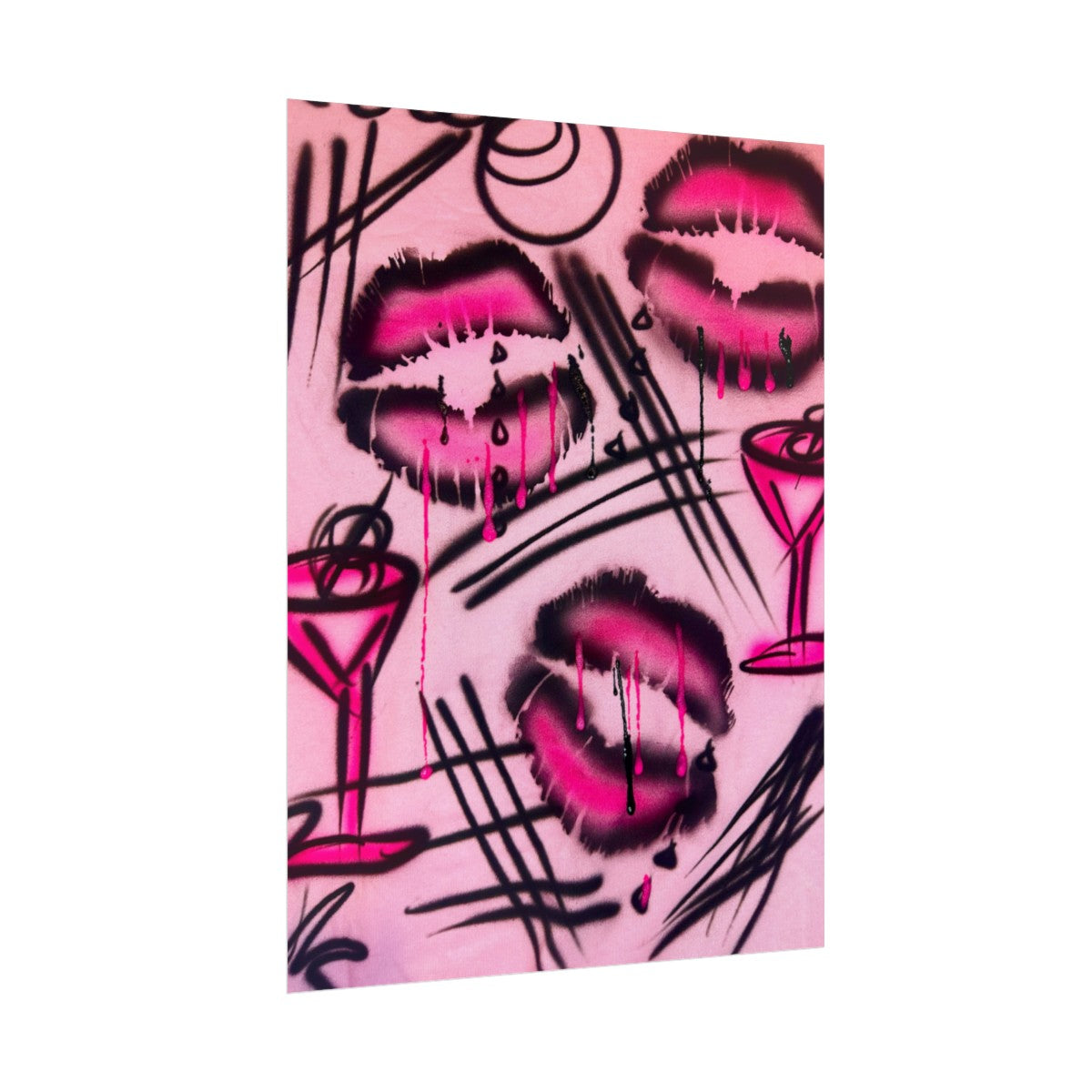 "glossy pout" airbrush rolled print