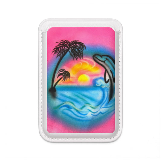 "dolphin love" airbrush vegan wallet (Magsafe® Compatible)