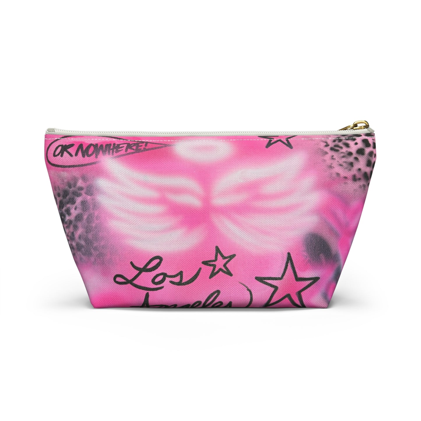 "pink angel wings" airbrush makeup pouch