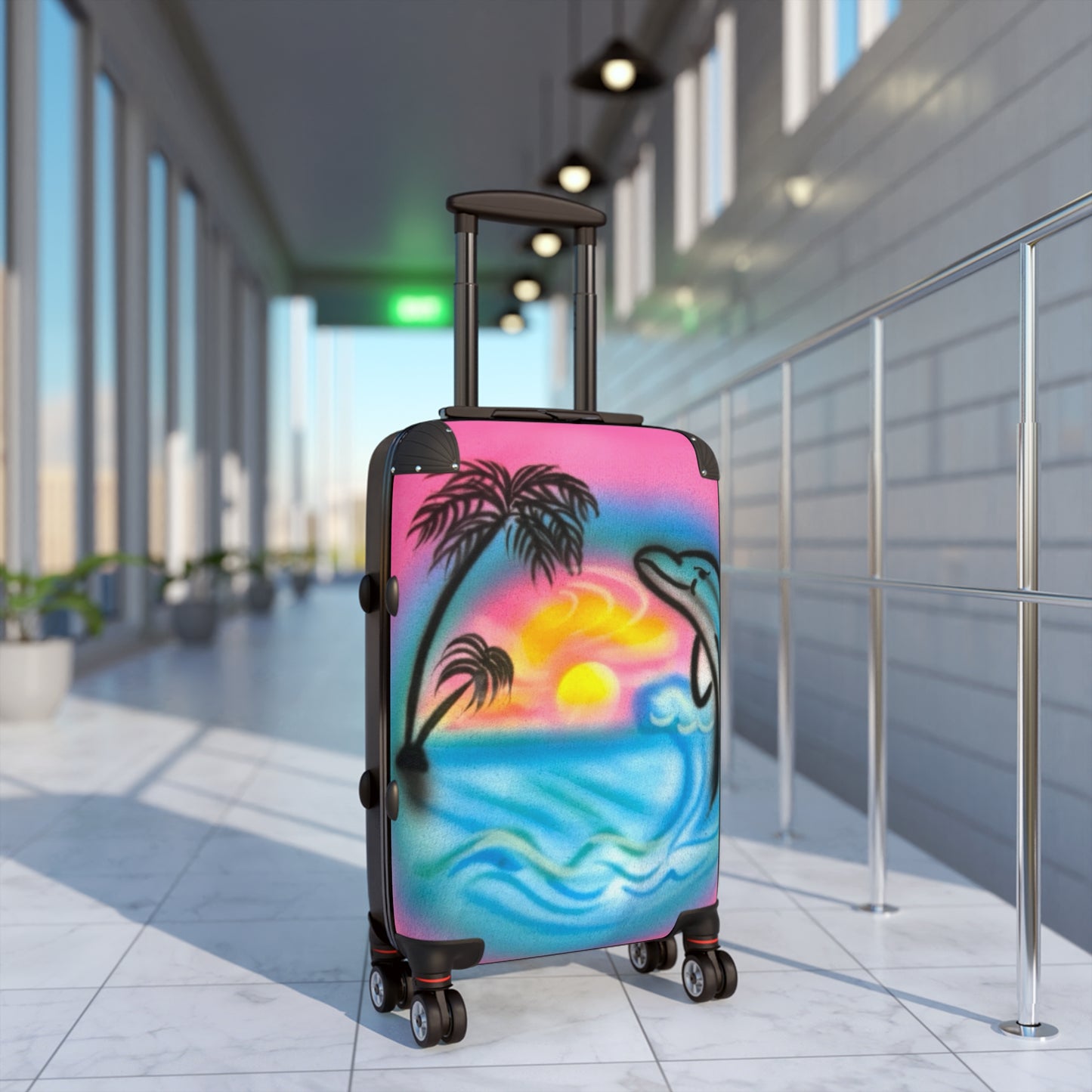 "dolphin love" airbrush suitcase