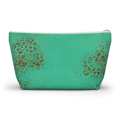 "teal cheetah" airbrush makeup pouch