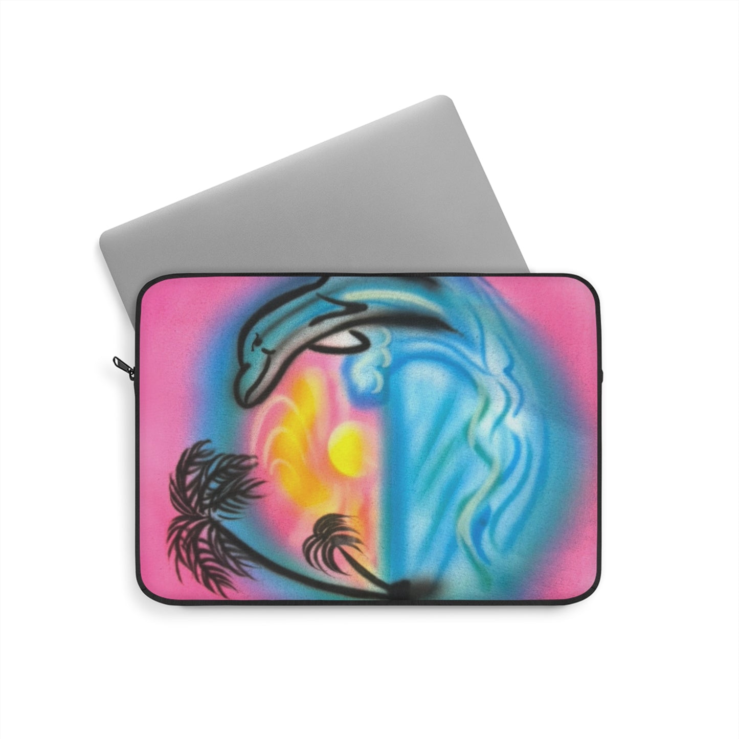 "dolphin love" airbrush laptop sleeve