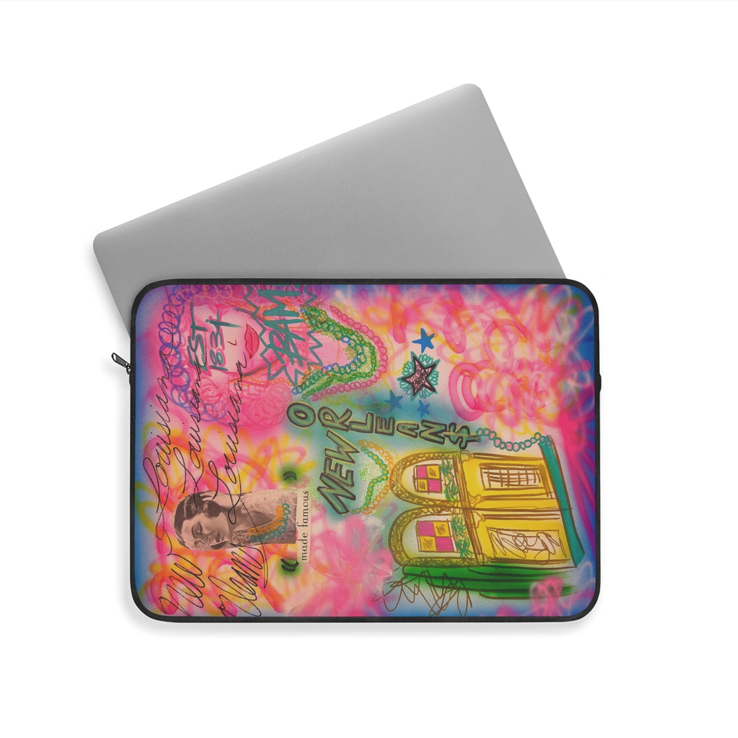 "new orleans, la" airbrush laptop sleeve