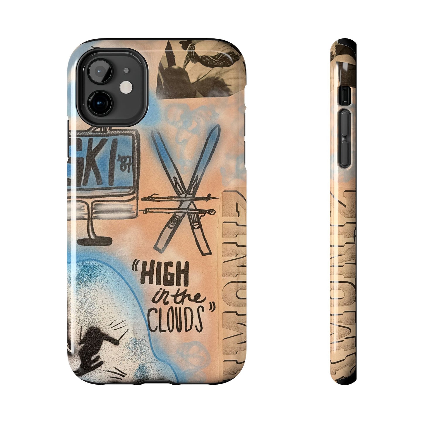"high in the clouds" airbrush iPhone case