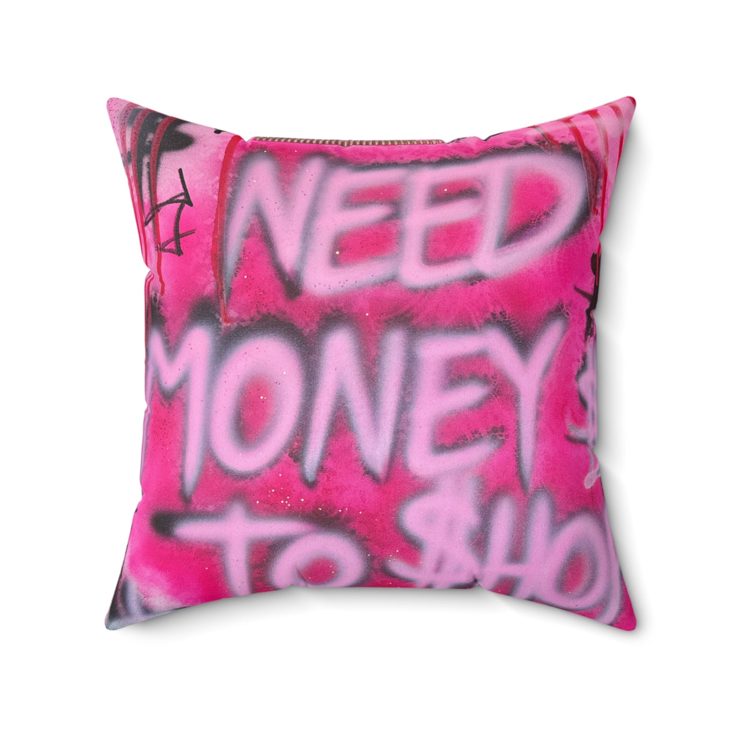 "need $$ to shop" airbrush pillow
