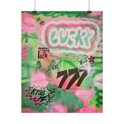 "so lucky" airbrush rolled print