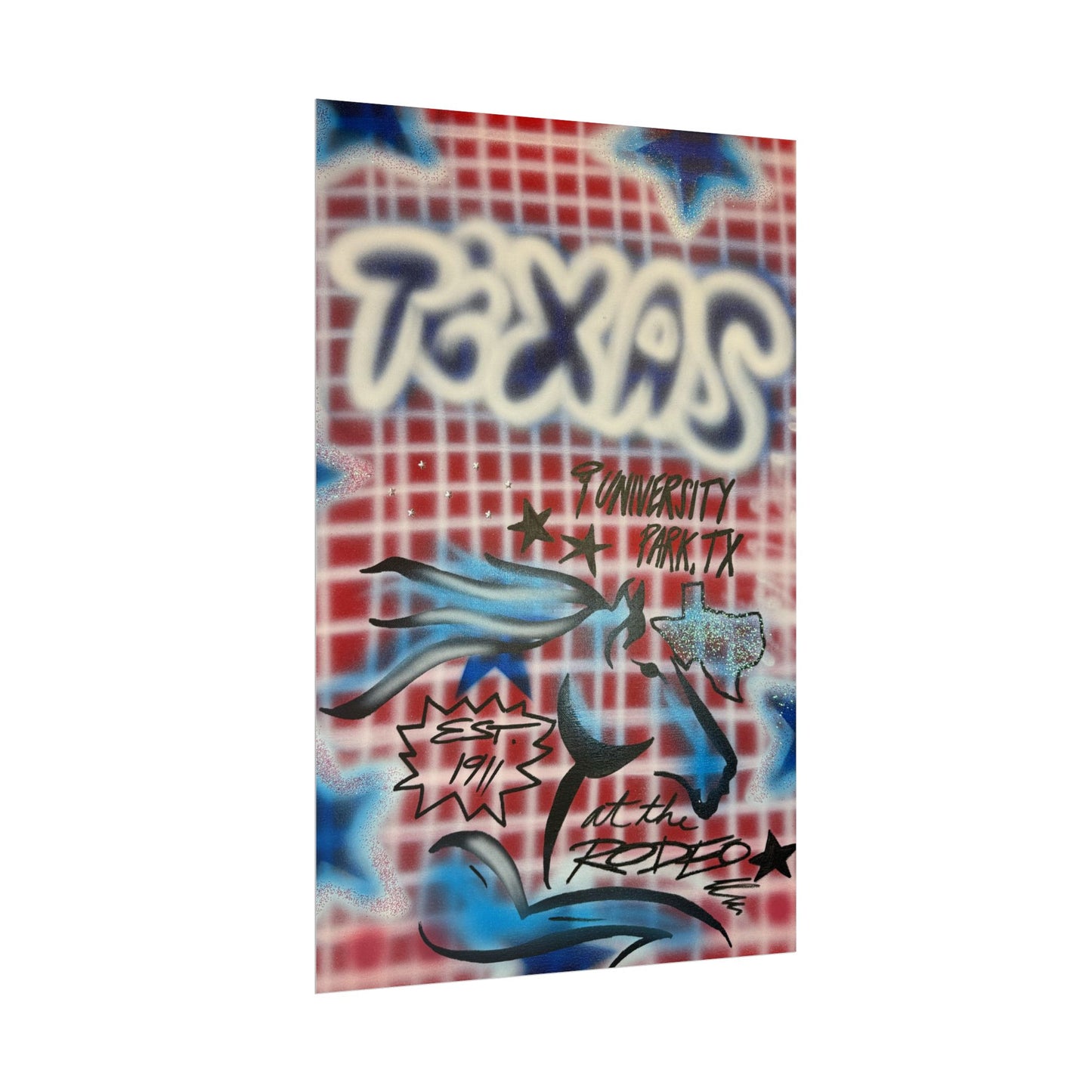 "texas" airbrush rolled print