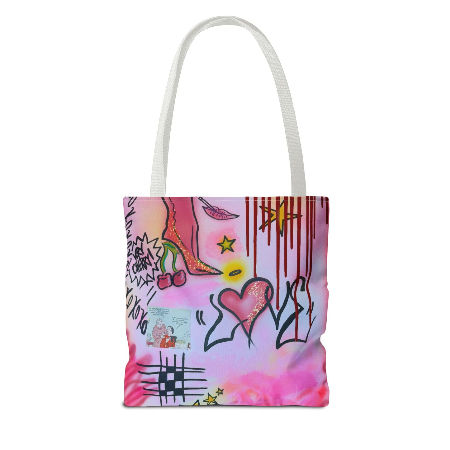 "cherry luvr" airbrush tote bag