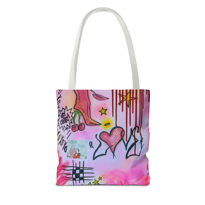 "cherry luvr" airbrush tote bag