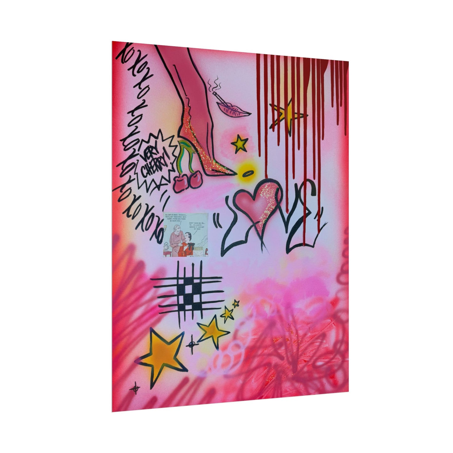 "cherry luvr" airbrush rolled print