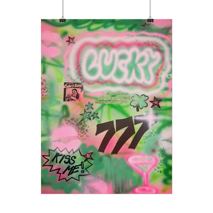 "so lucky" airbrush rolled print
