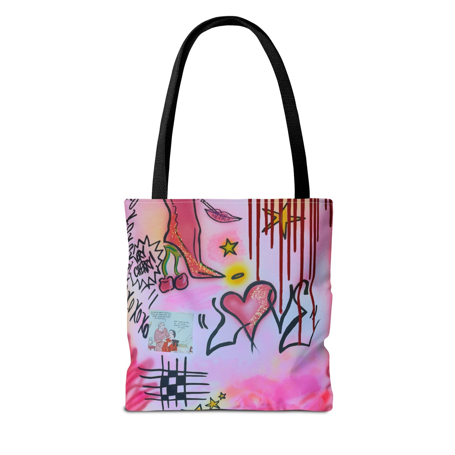 "cherry luvr" airbrush tote bag