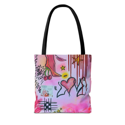 "cherry luvr" airbrush tote bag