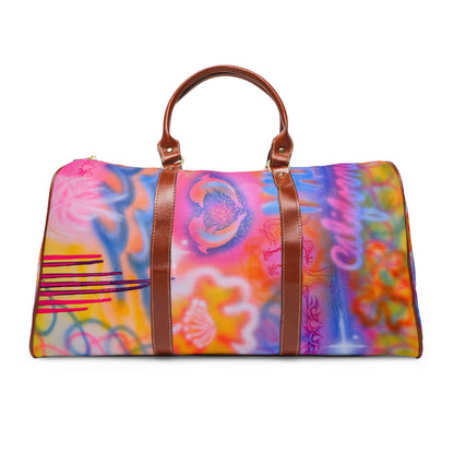 "mornings in malibu" airbrush waterproof travel bag