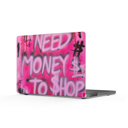 "need money to shop" airbrush matte macbook case