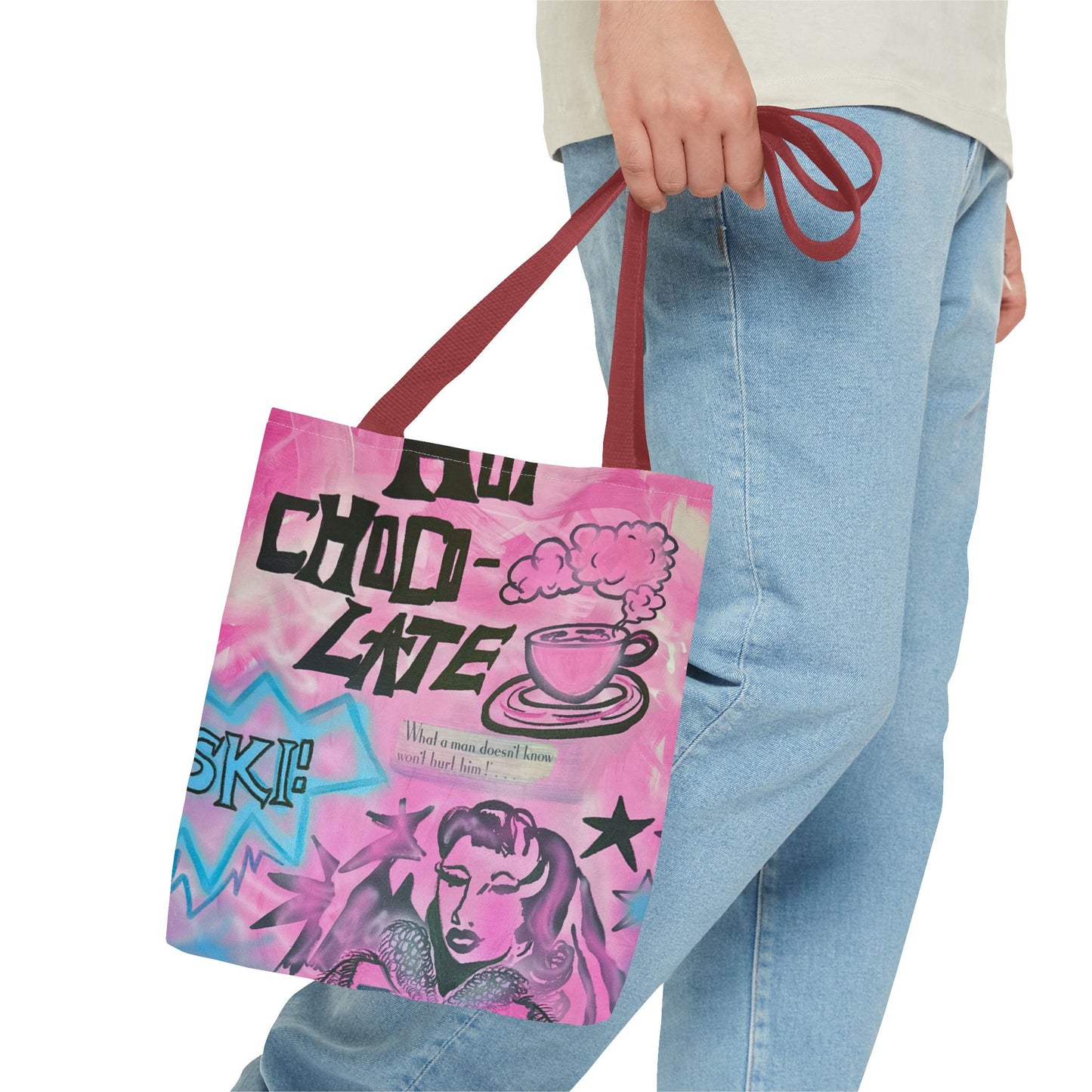 "avant le ski" airbrush tote bag