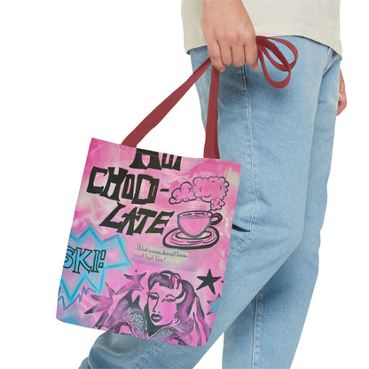 "avant le ski" airbrush tote bag