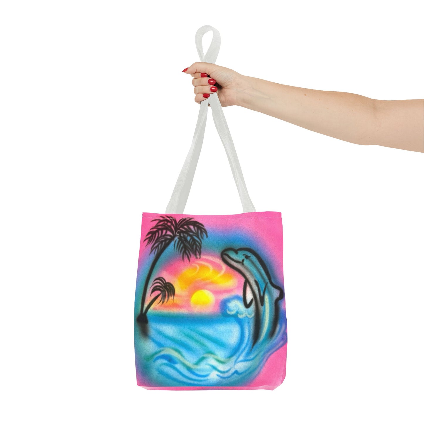 "dolphin love" airbrush tote bag