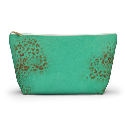 "teal cheetah" airbrush makeup pouch