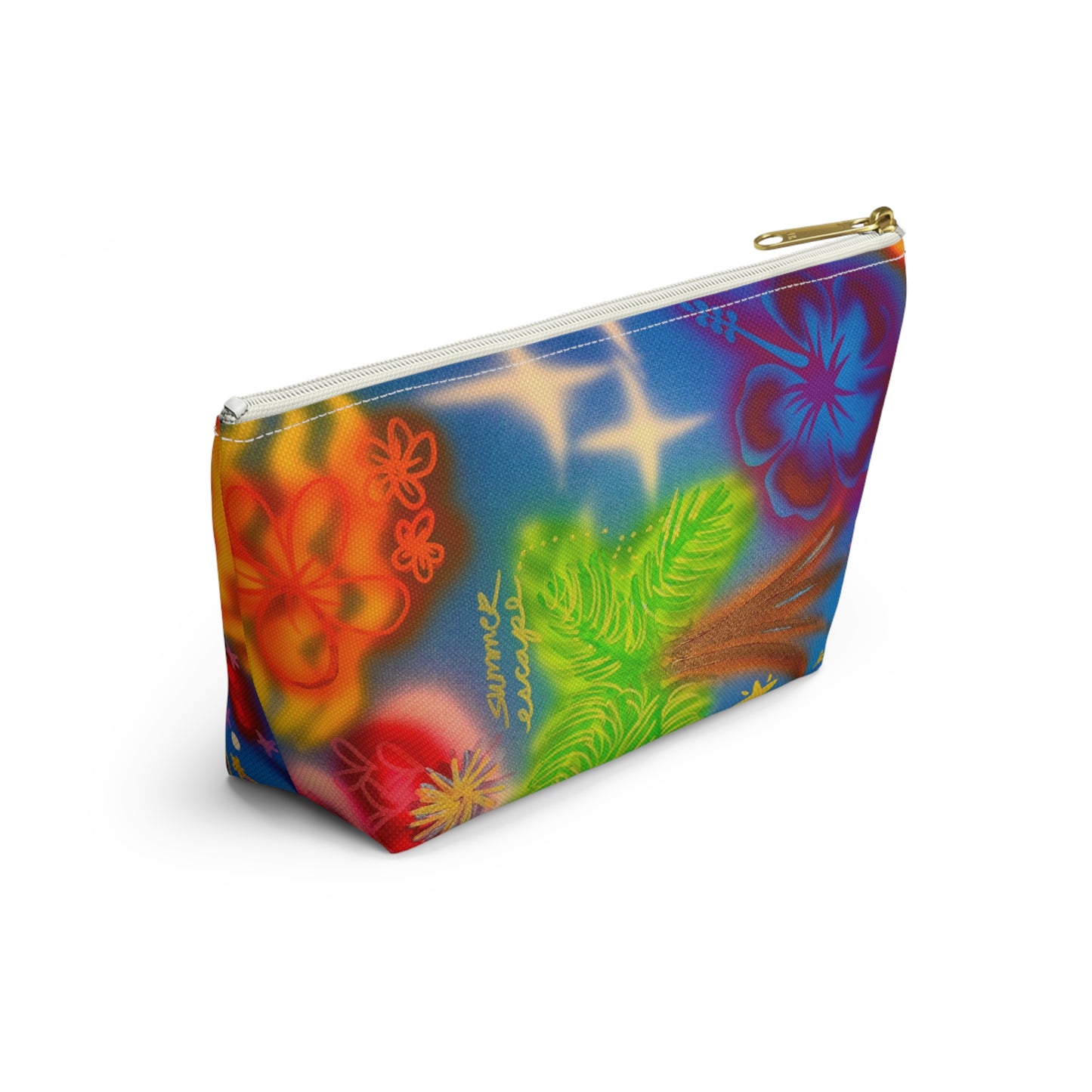 "neon blue palms" airbrush makeup pouch