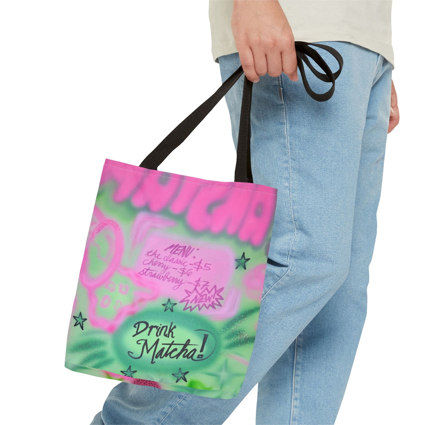 "matcha" airbrush tote bag